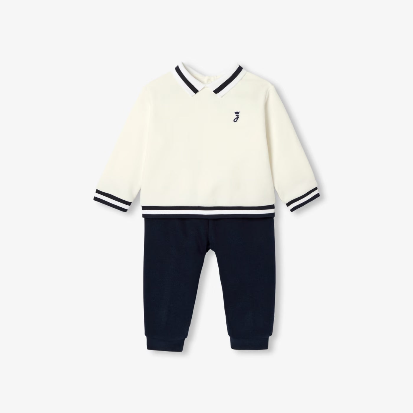 Baby boy fleece set - navy/ecru