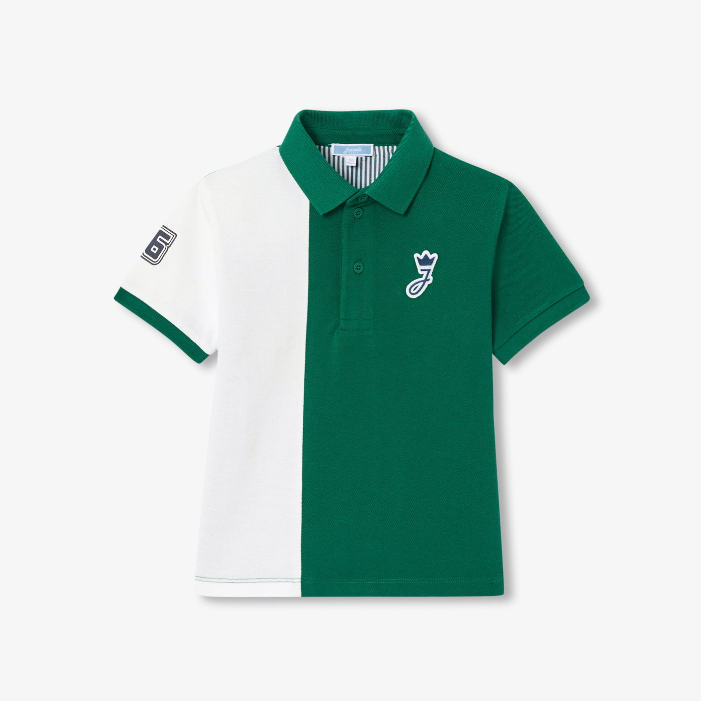Boy cotton piqué polo shirt - blanc/vert