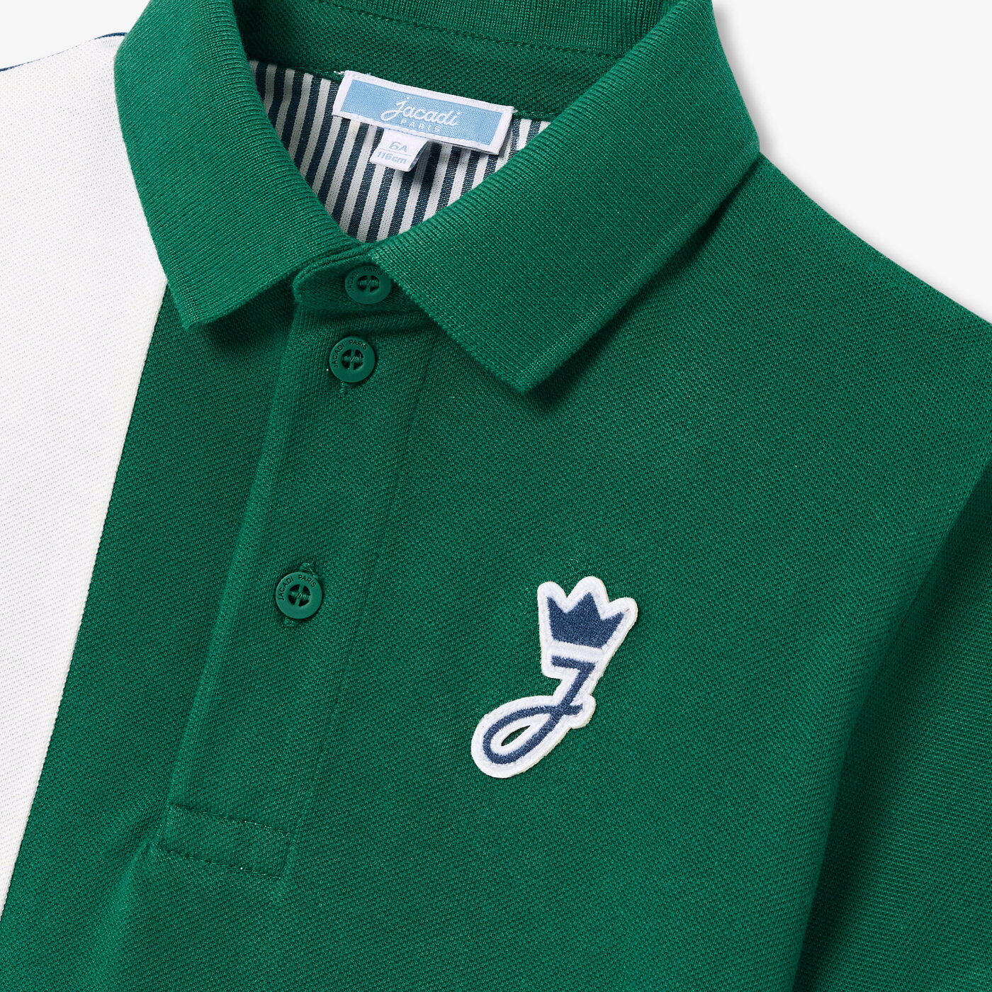 Boy cotton piqué polo shirt - blanc/vert