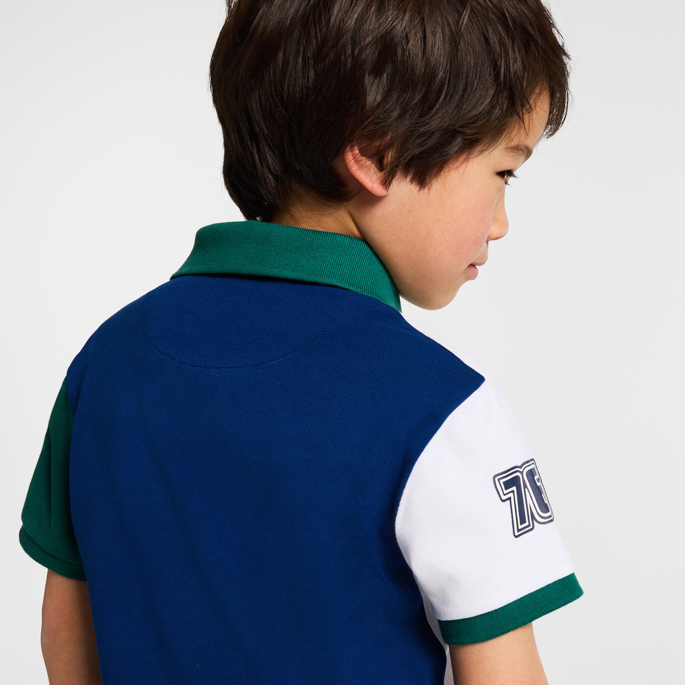 Boy cotton piqué polo shirt - blanc/vert