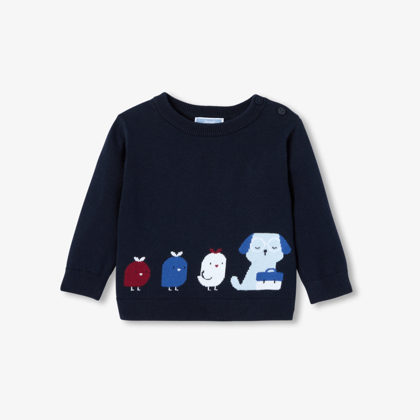 Baby cotton intarsia animal jumper - marine jacadi