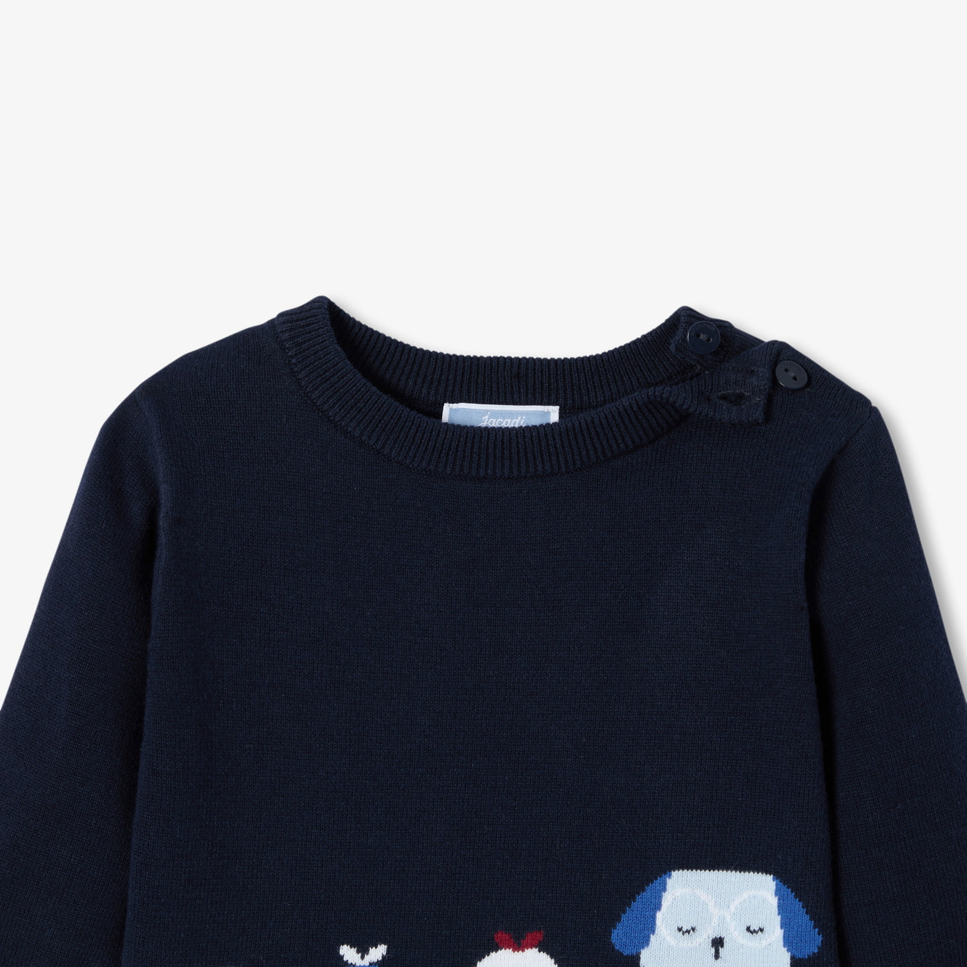 Baby cotton intarsia animal jumper - marine jacadi