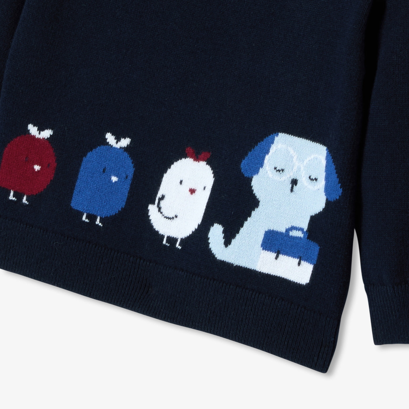 Baby cotton intarsia animal jumper - marine jacadi