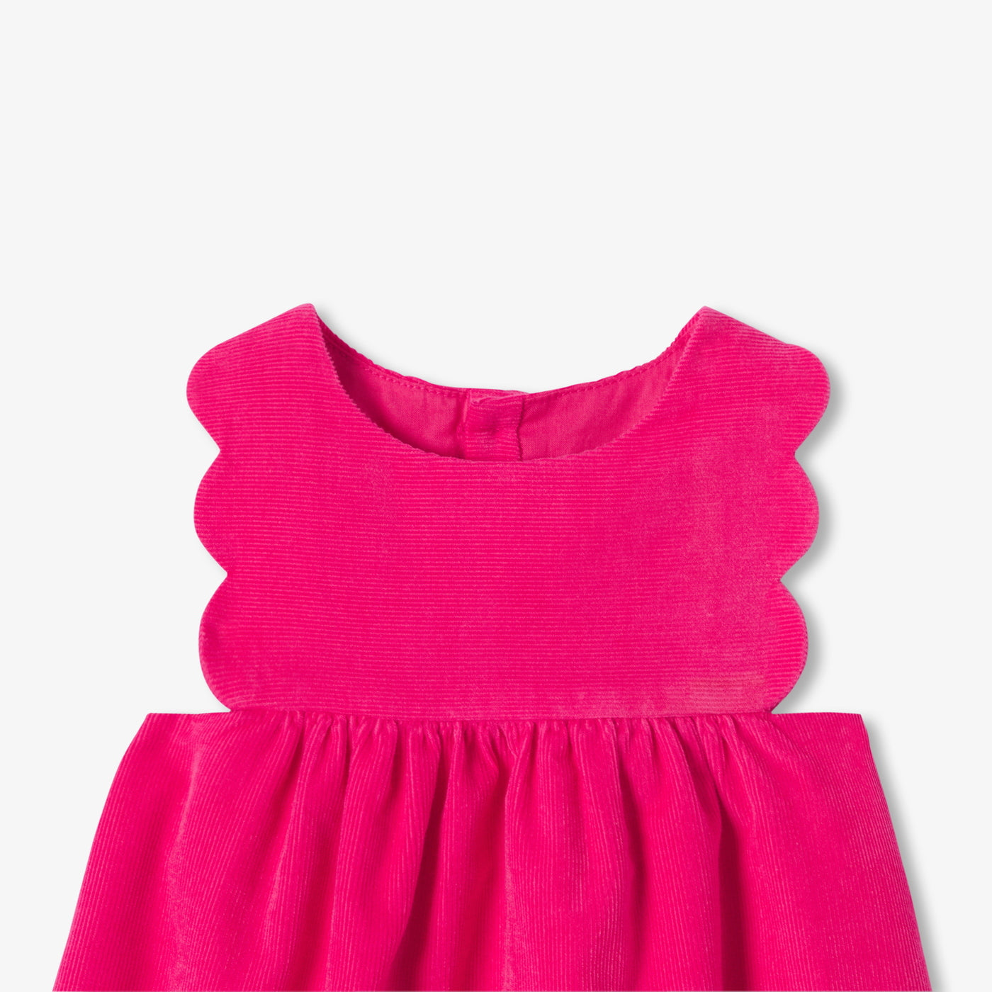 Baby girl pinafore dress in fine-ribbed corduroy - fuschia