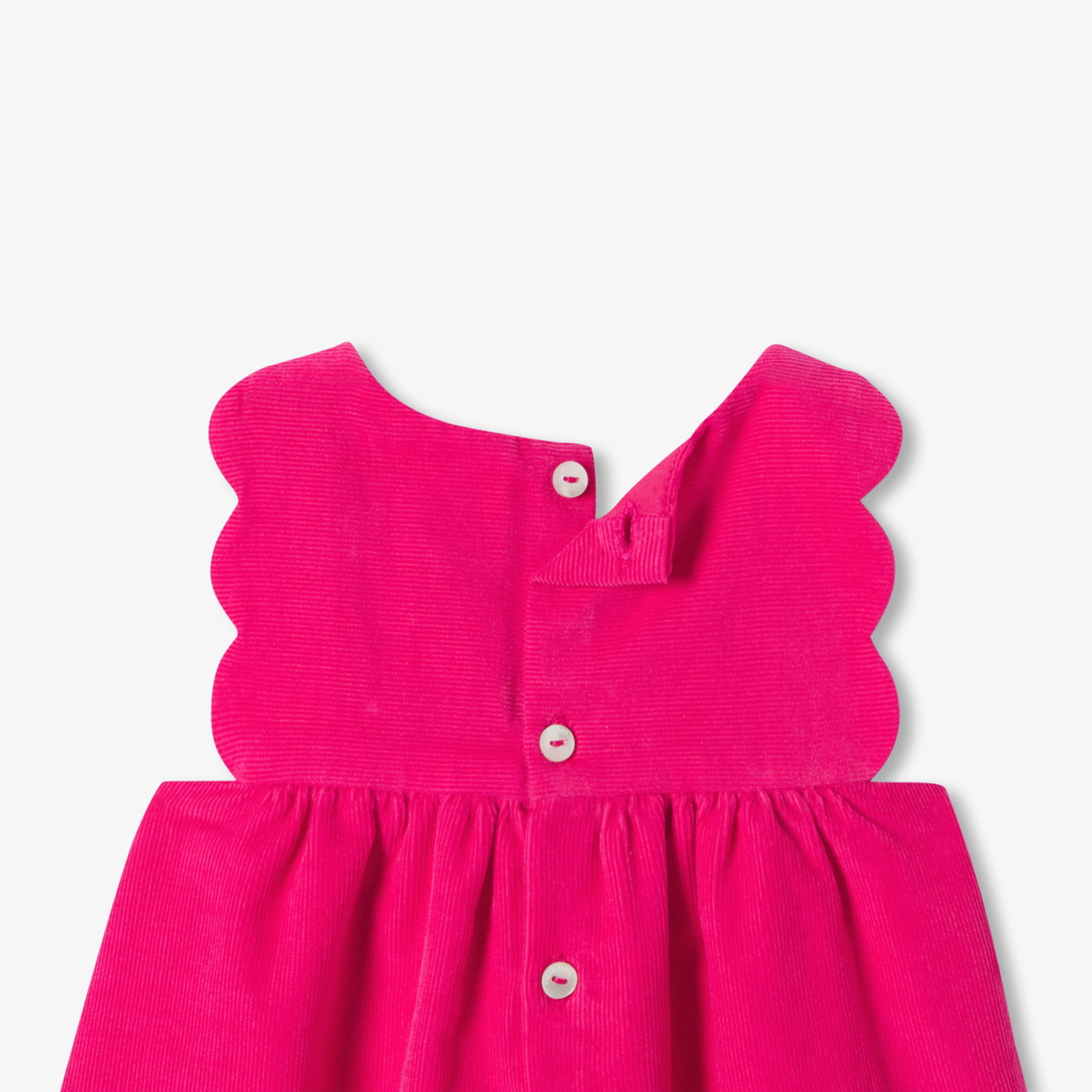 Baby girl pinafore dress in fine-ribbed corduroy - fuschia