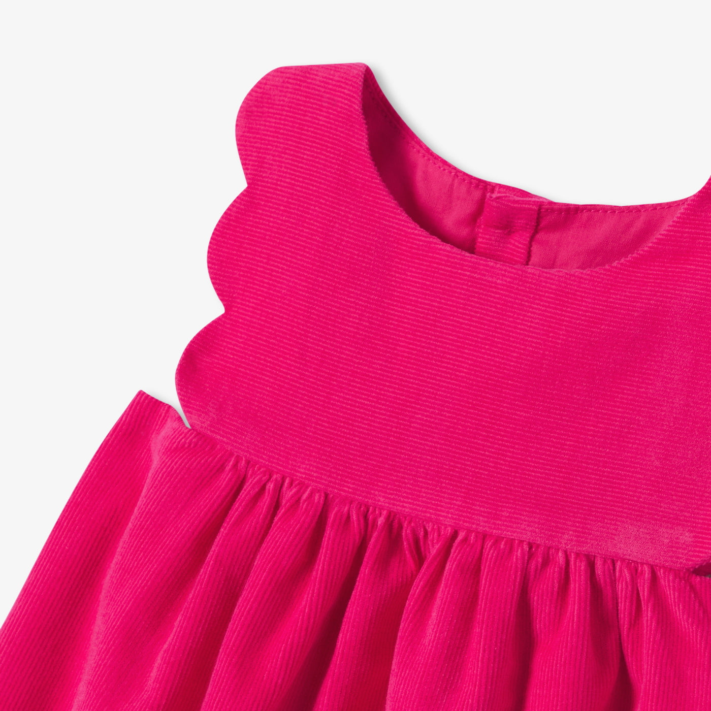 Baby girl pinafore dress in fine-ribbed corduroy - fuschia