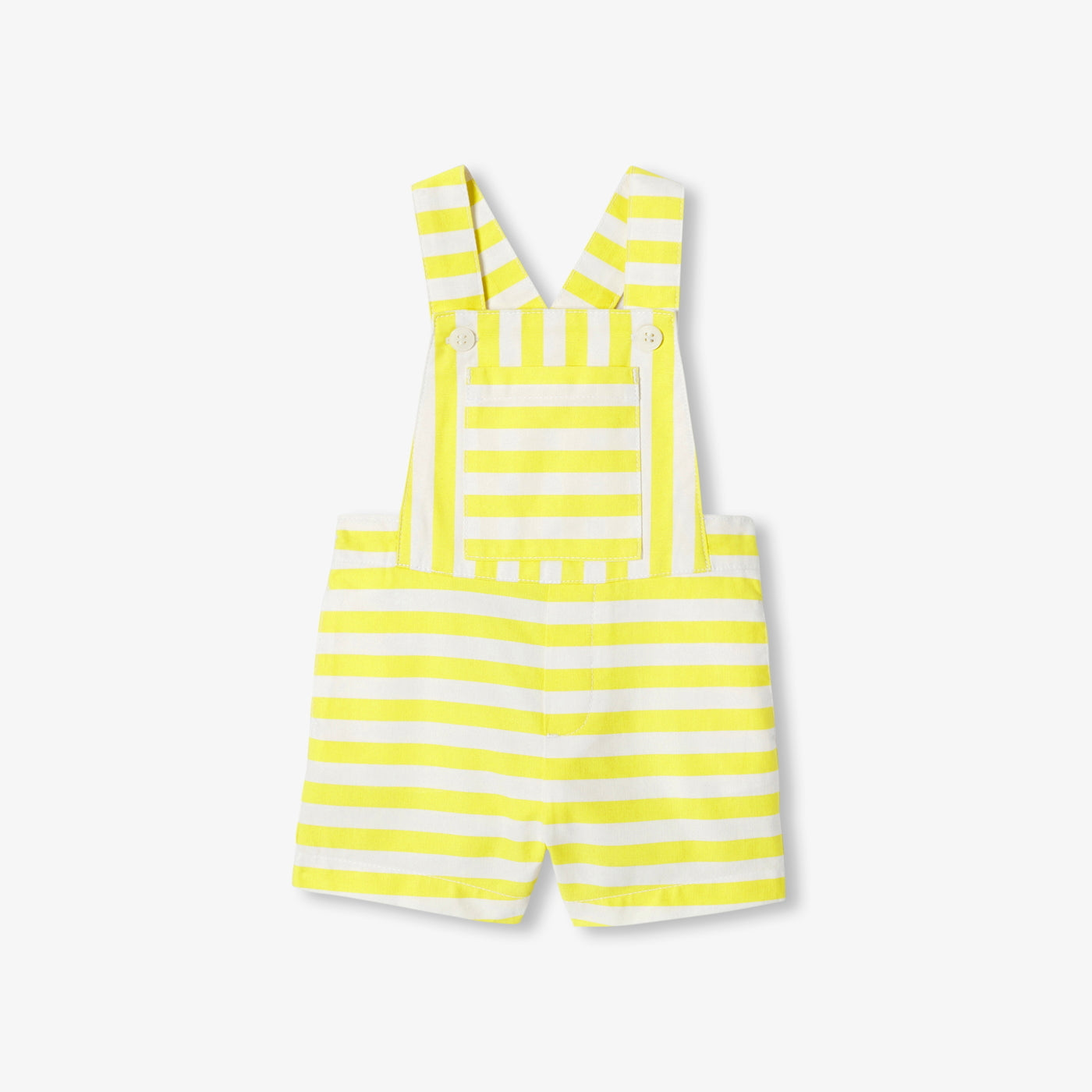 Baby boy striped twill dungaree shorts - blanc/jaune