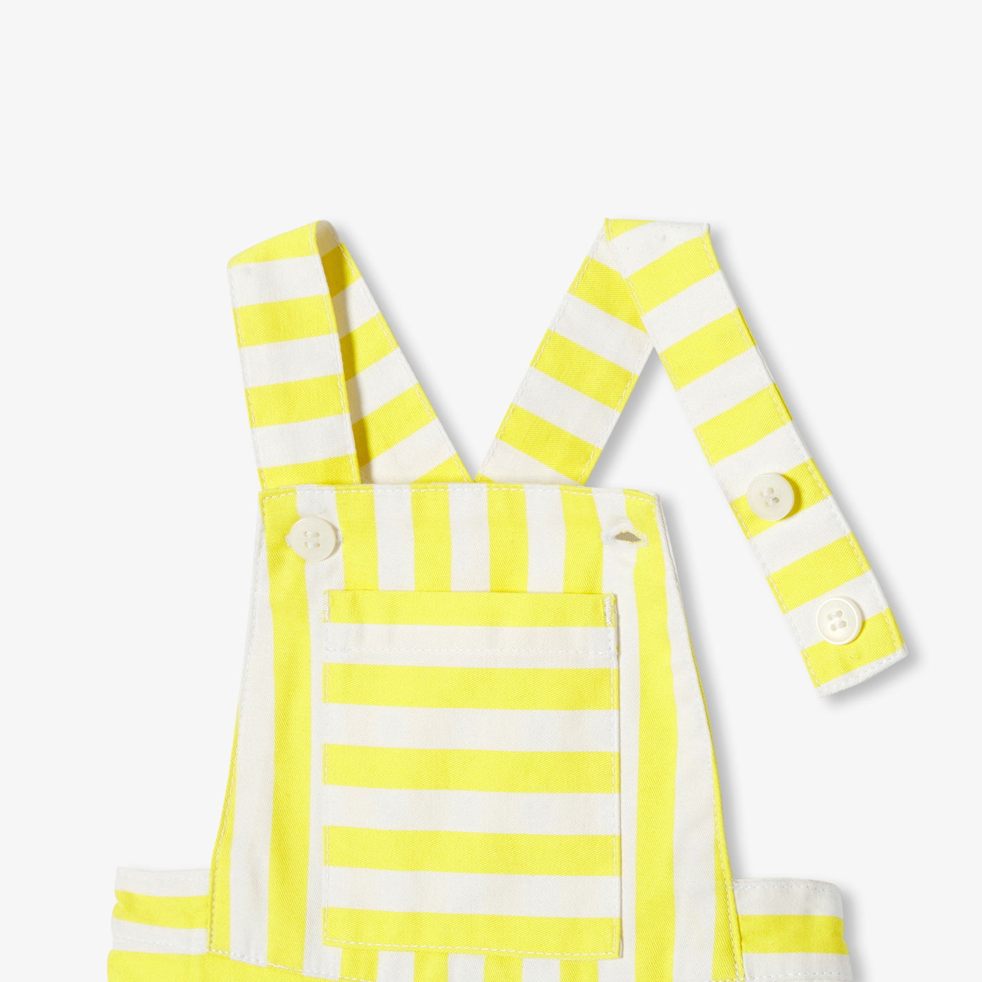 Baby boy striped twill dungaree shorts - blanc/jaune