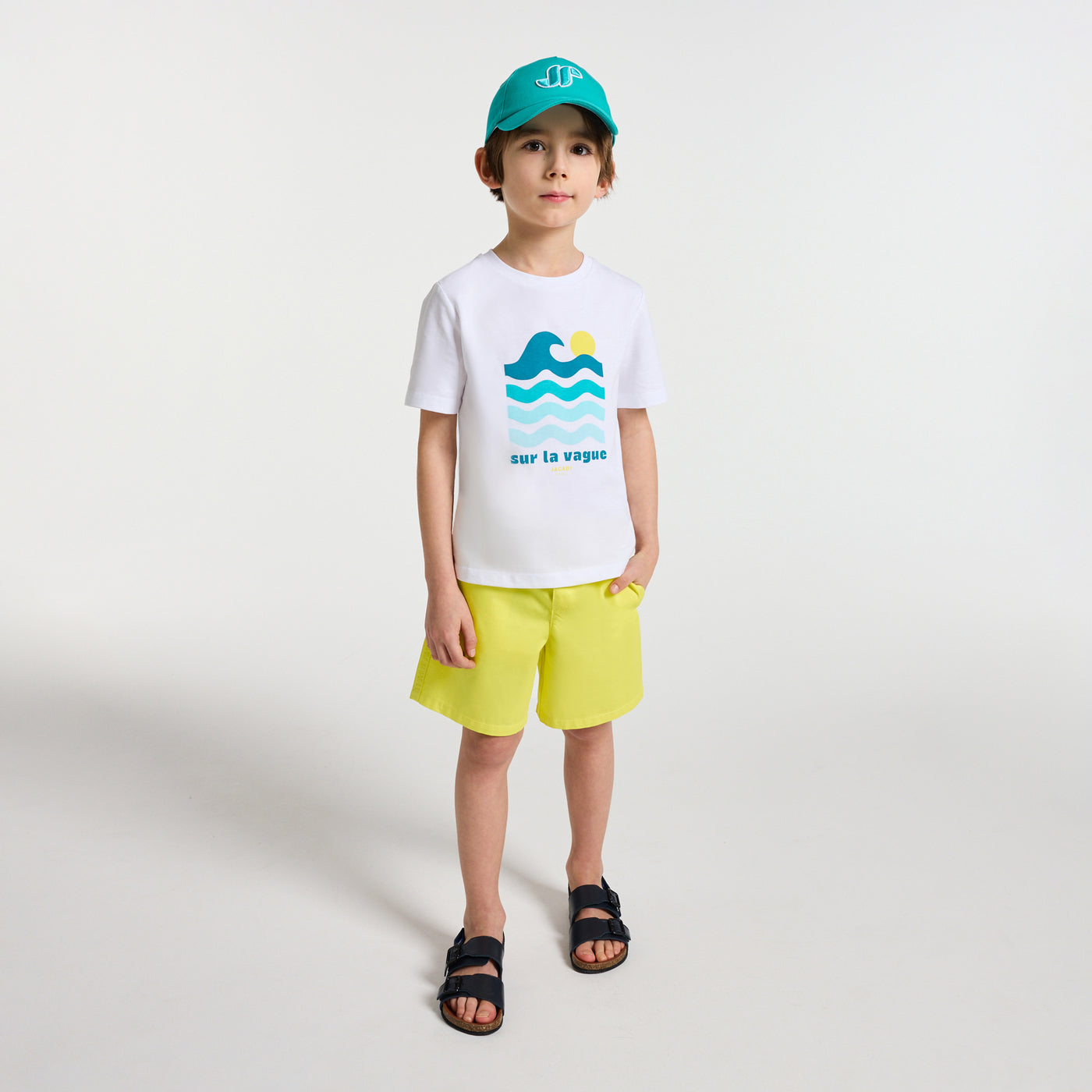 Boy cotton twill Bermuda shorts - jaune soleil