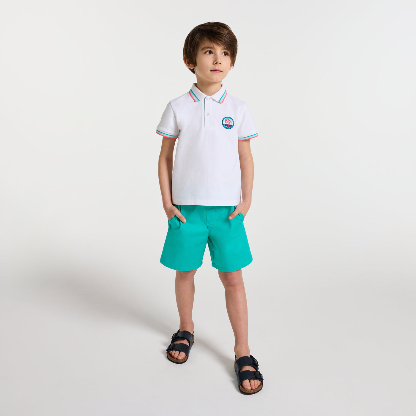 Boy cotton twill Bermuda shorts - vert emeraude