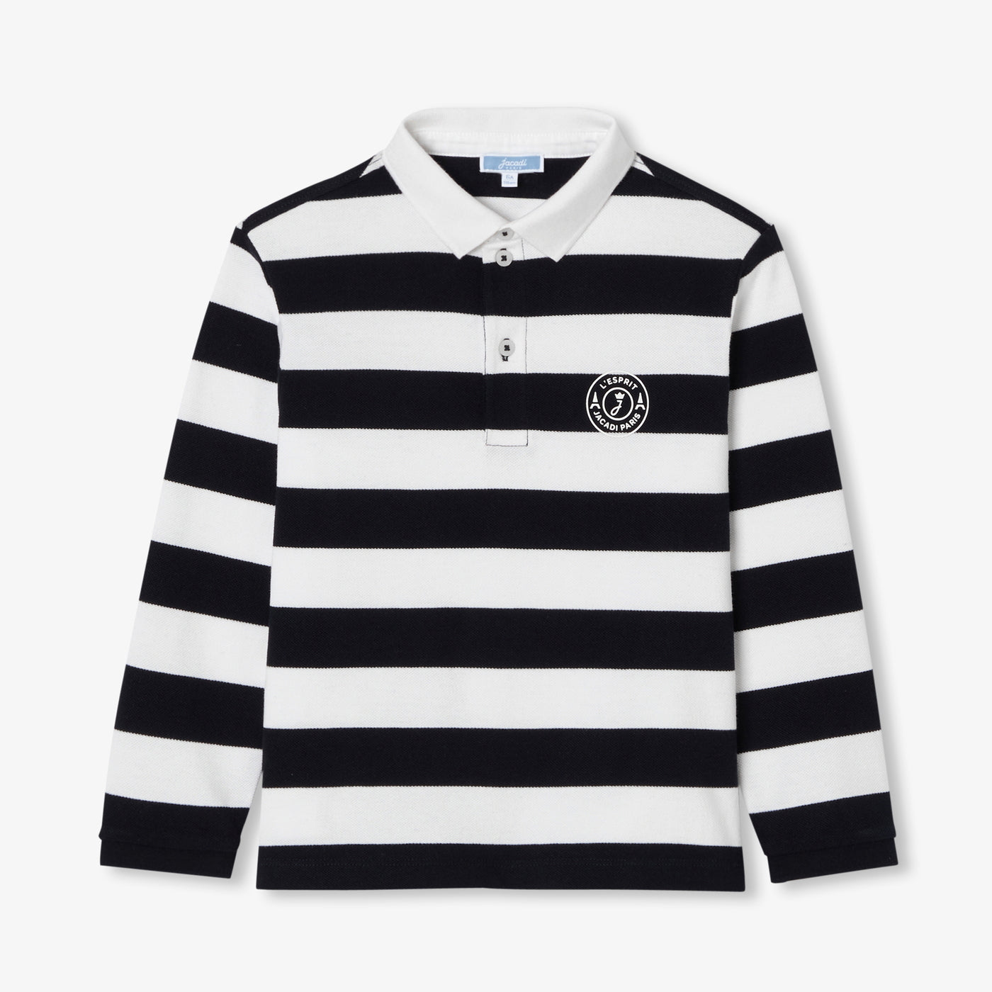 Child cotton piqué rugby polo shirt - marine/blanc