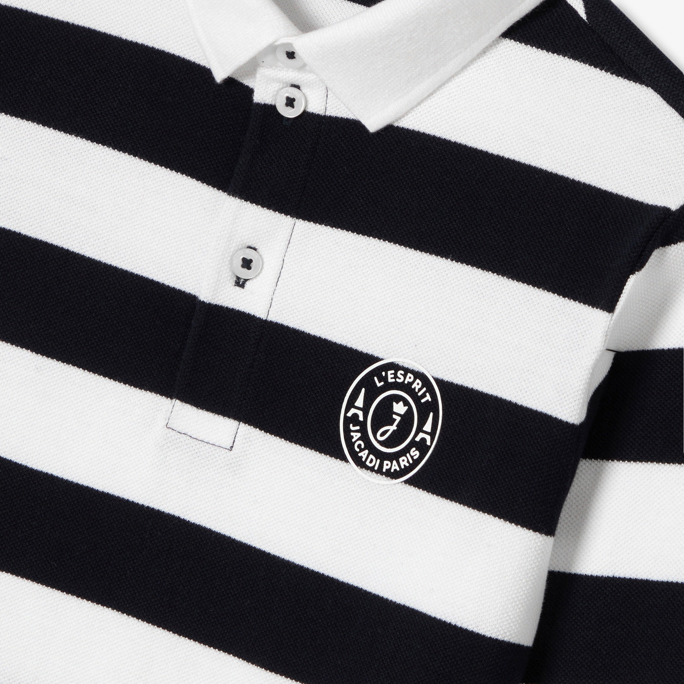 Child cotton piqué rugby polo shirt - marine/blanc