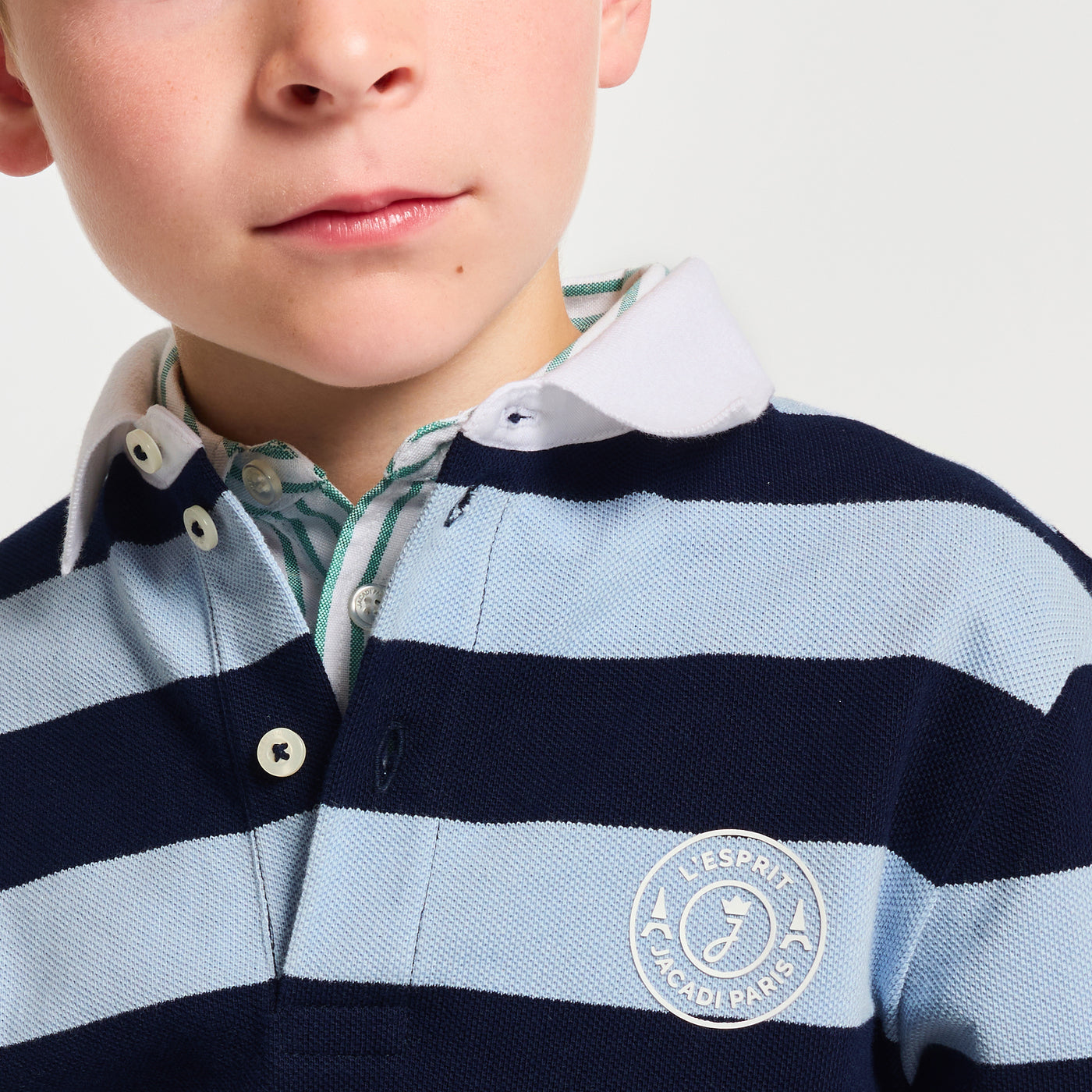 Child cotton piqué rugby polo shirt - bleu/multico