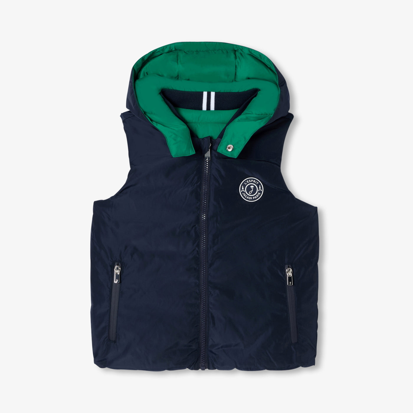 Boy reversible sleeveless paded jacket - marine/vert