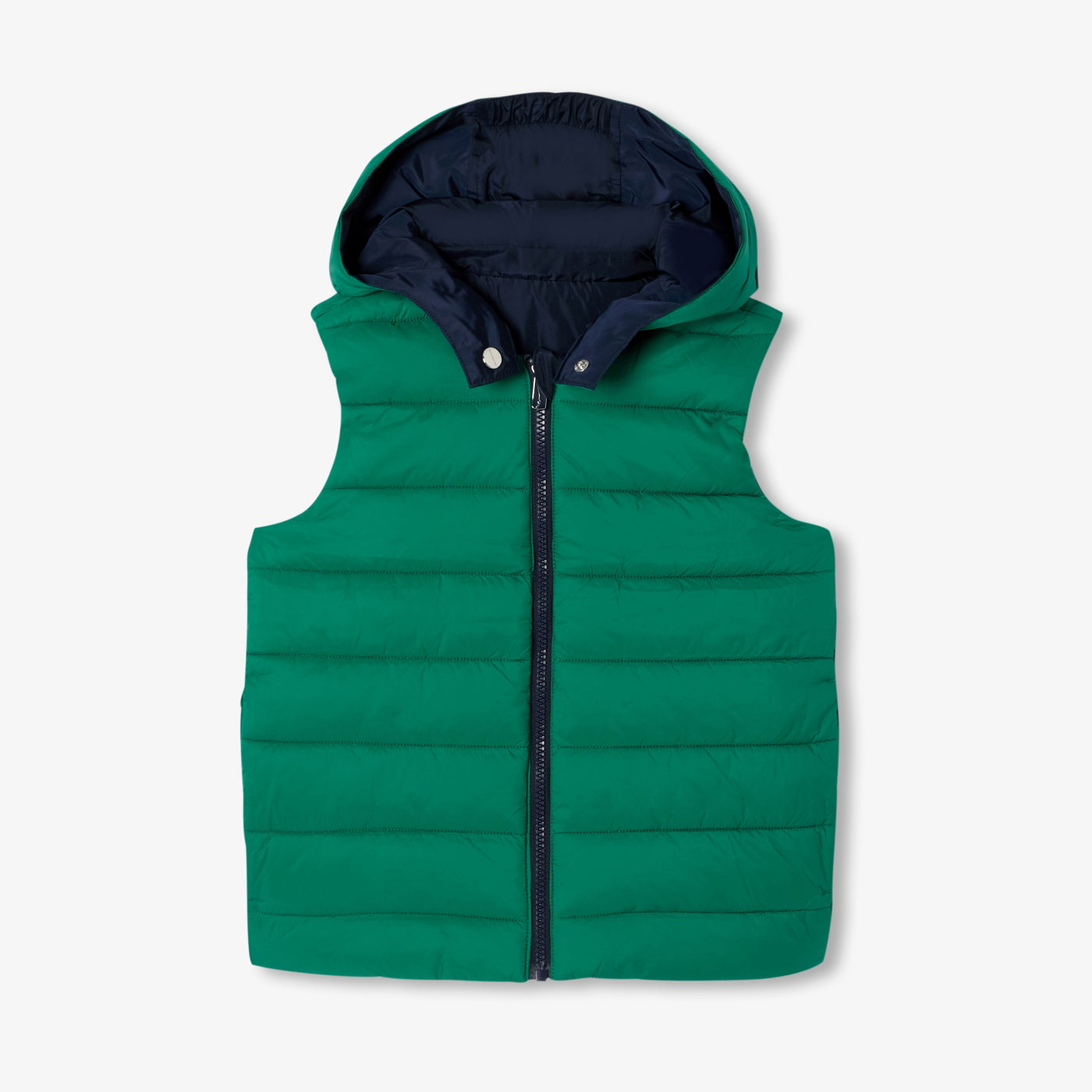 Boy reversible sleeveless paded jacket - marine/vert