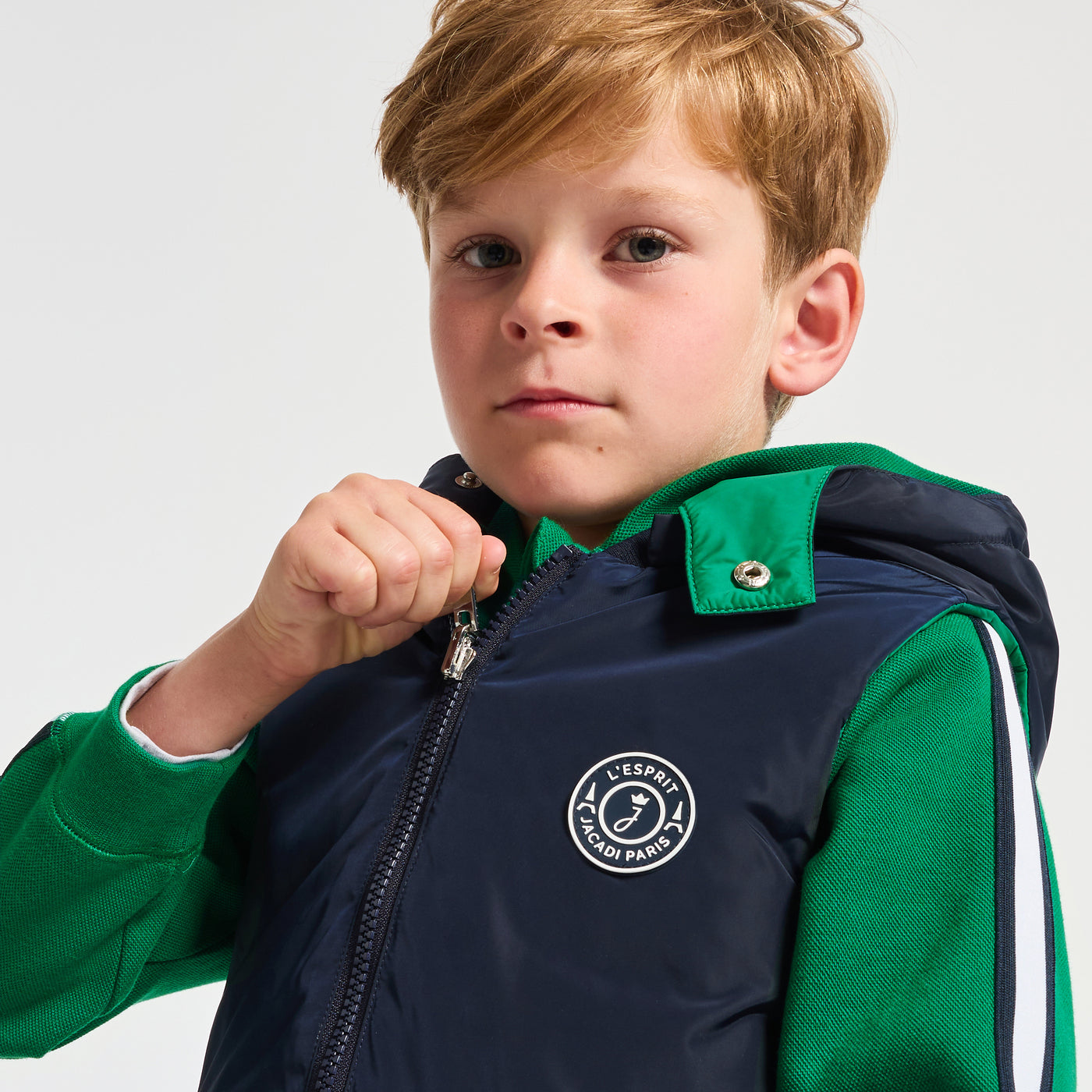 Boy reversible sleeveless paded jacket - marine/vert