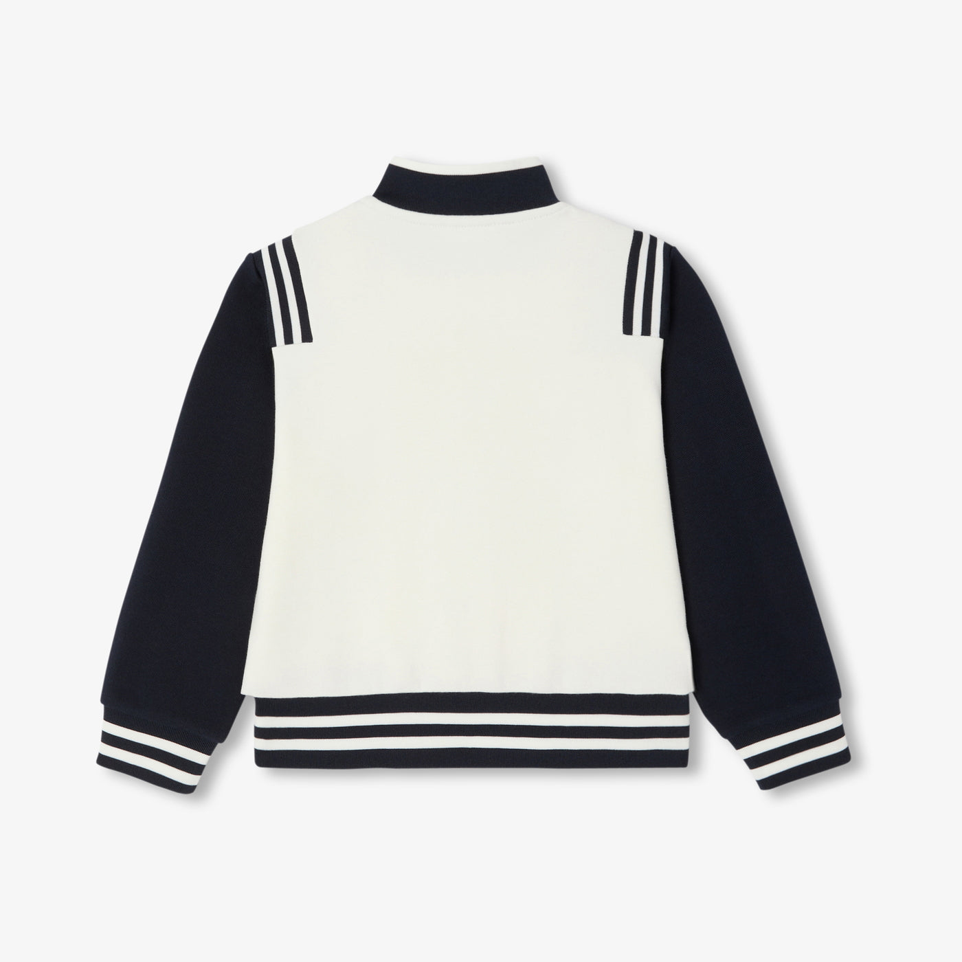 Boy varsity jacket in piqué knit - ecru/marine