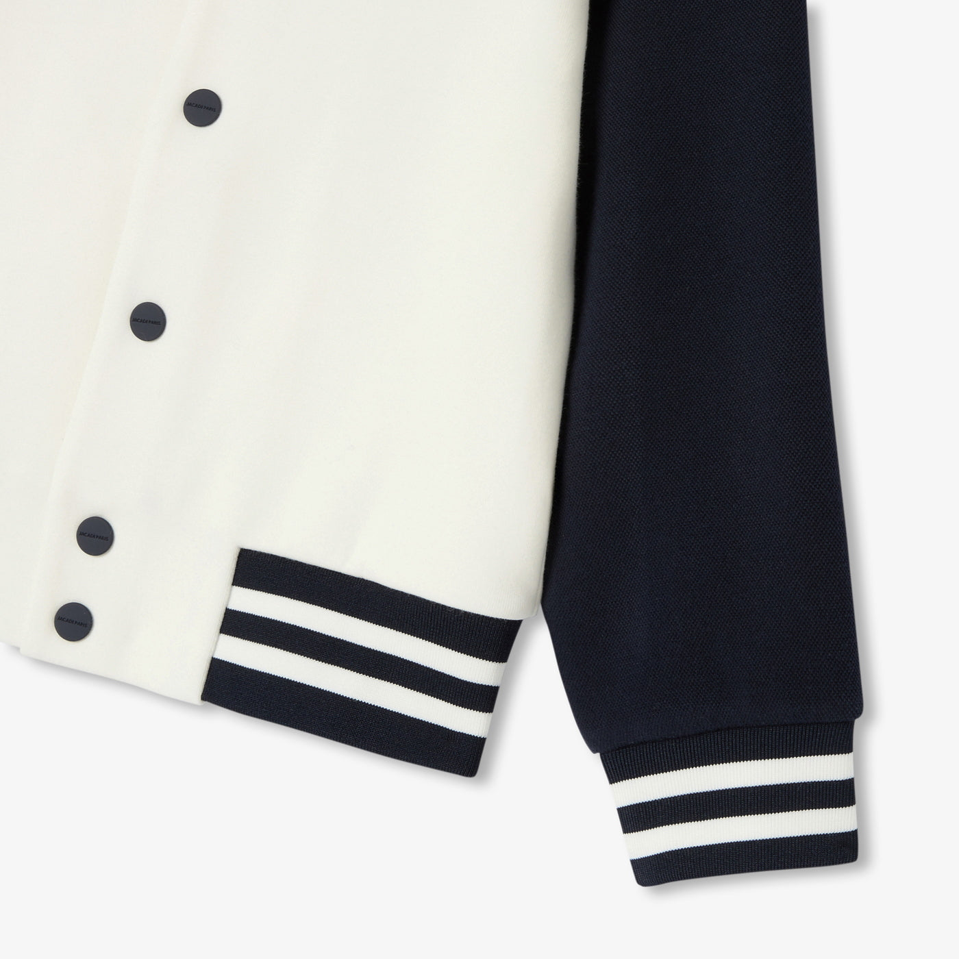 Boy varsity jacket in piqué knit - ecru/marine