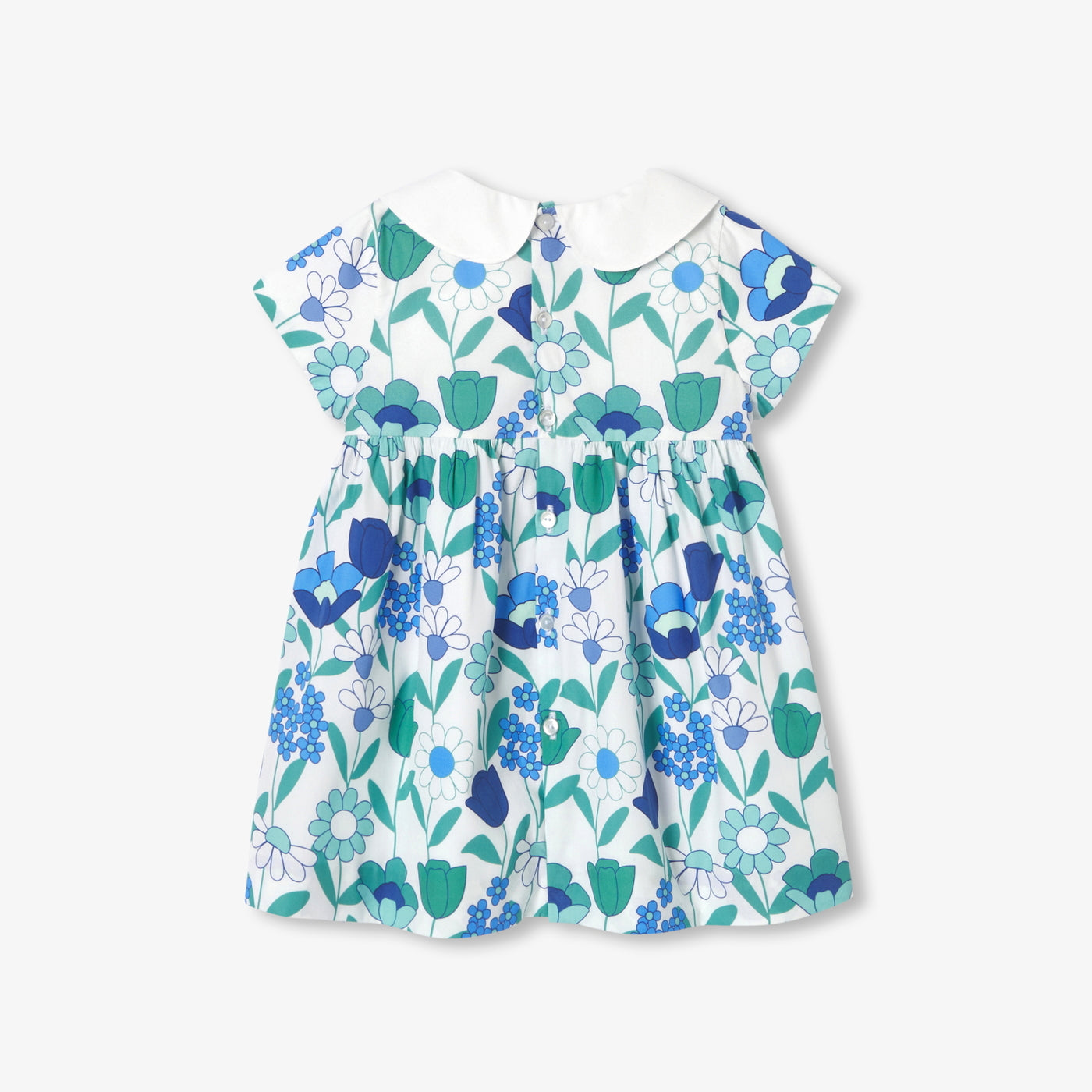 Baby girl floral cotton dress - blanc/multico