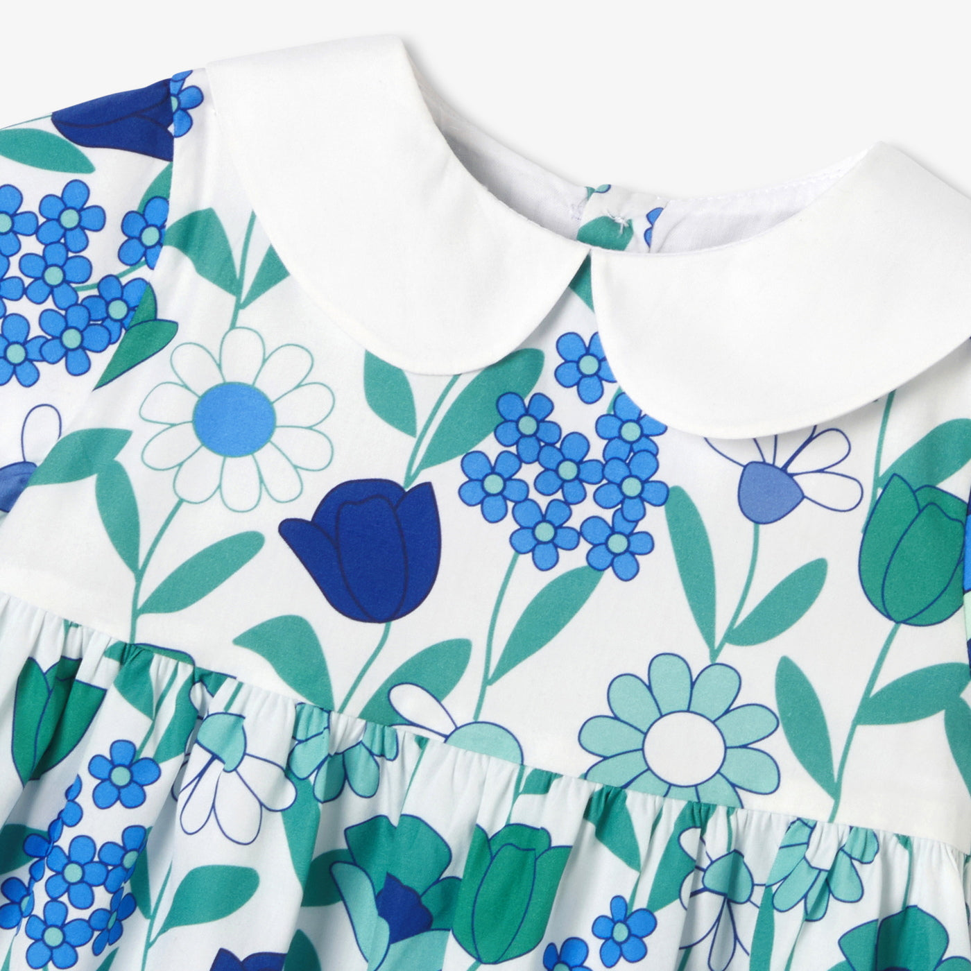 Baby girl floral cotton dress - blanc/multico