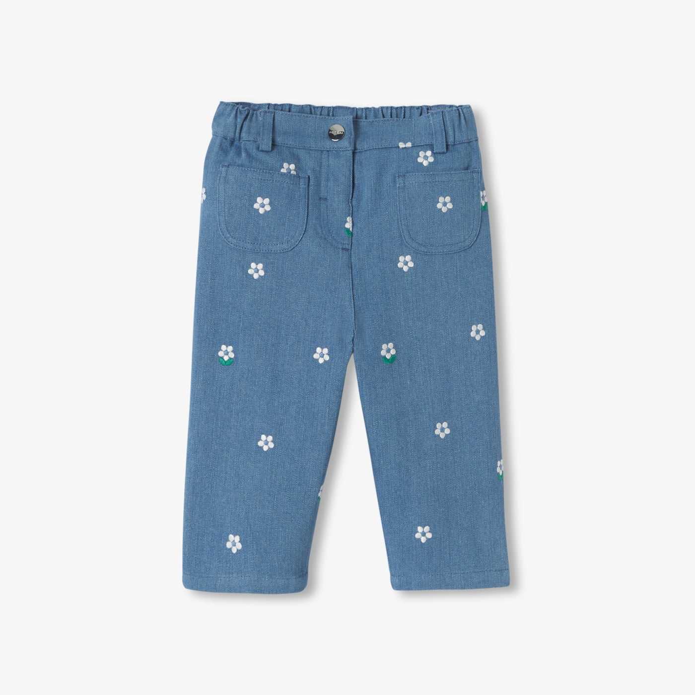 Baby girl embroidered jeans - denim clair