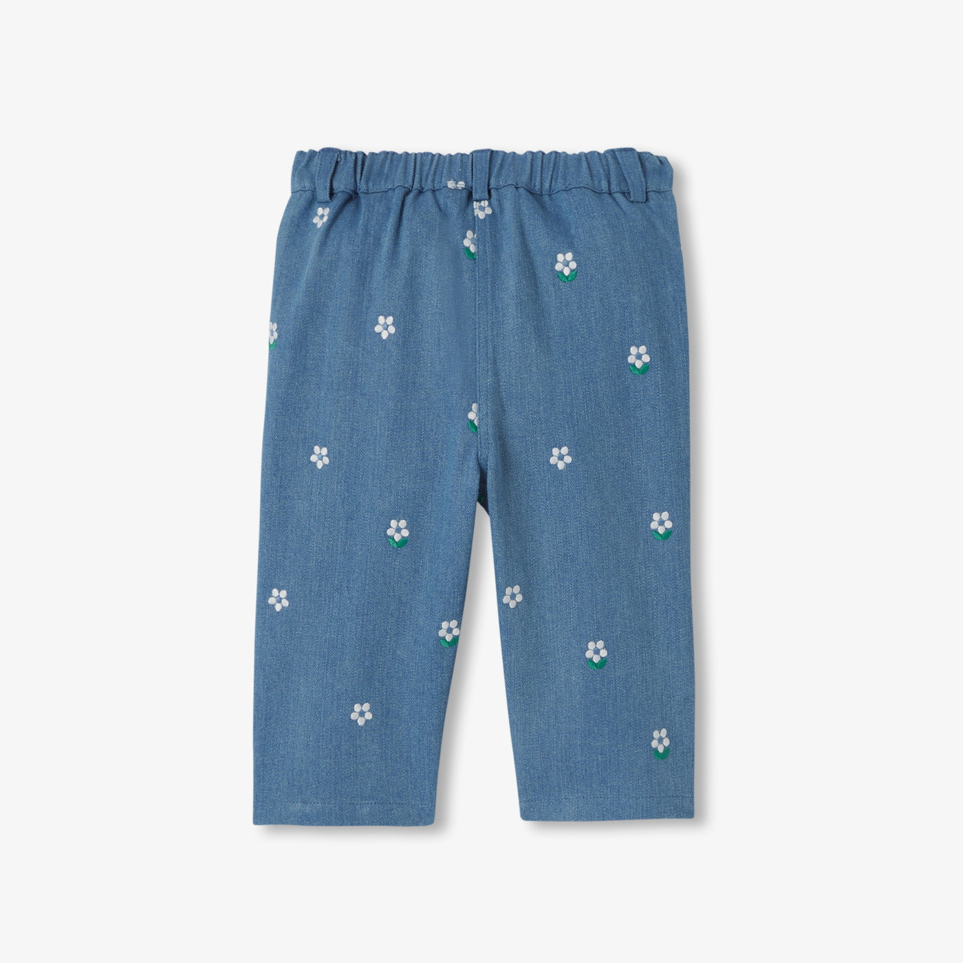 Baby girl embroidered jeans - denim clair