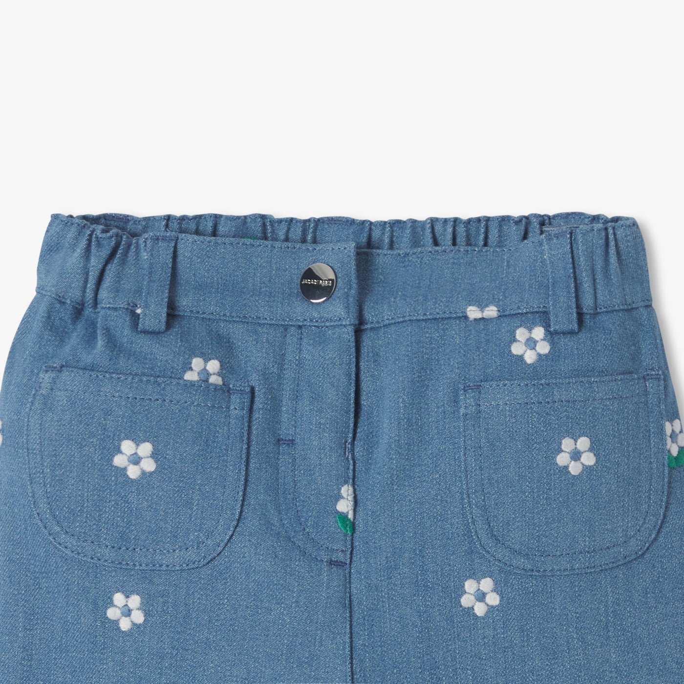 Baby girl embroidered jeans - denim clair
