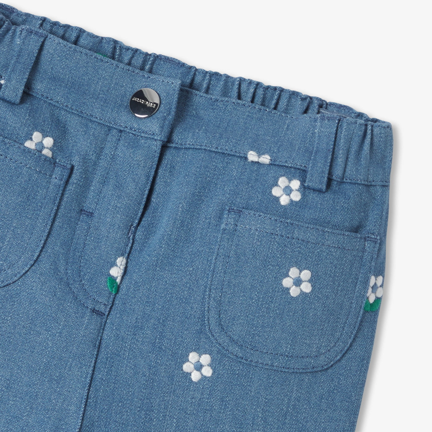 Baby girl embroidered jeans - denim clair