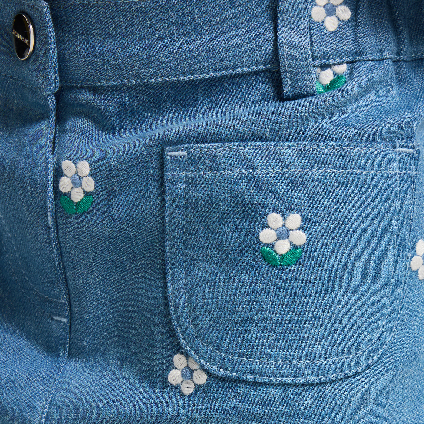 Baby girl embroidered jeans - denim clair