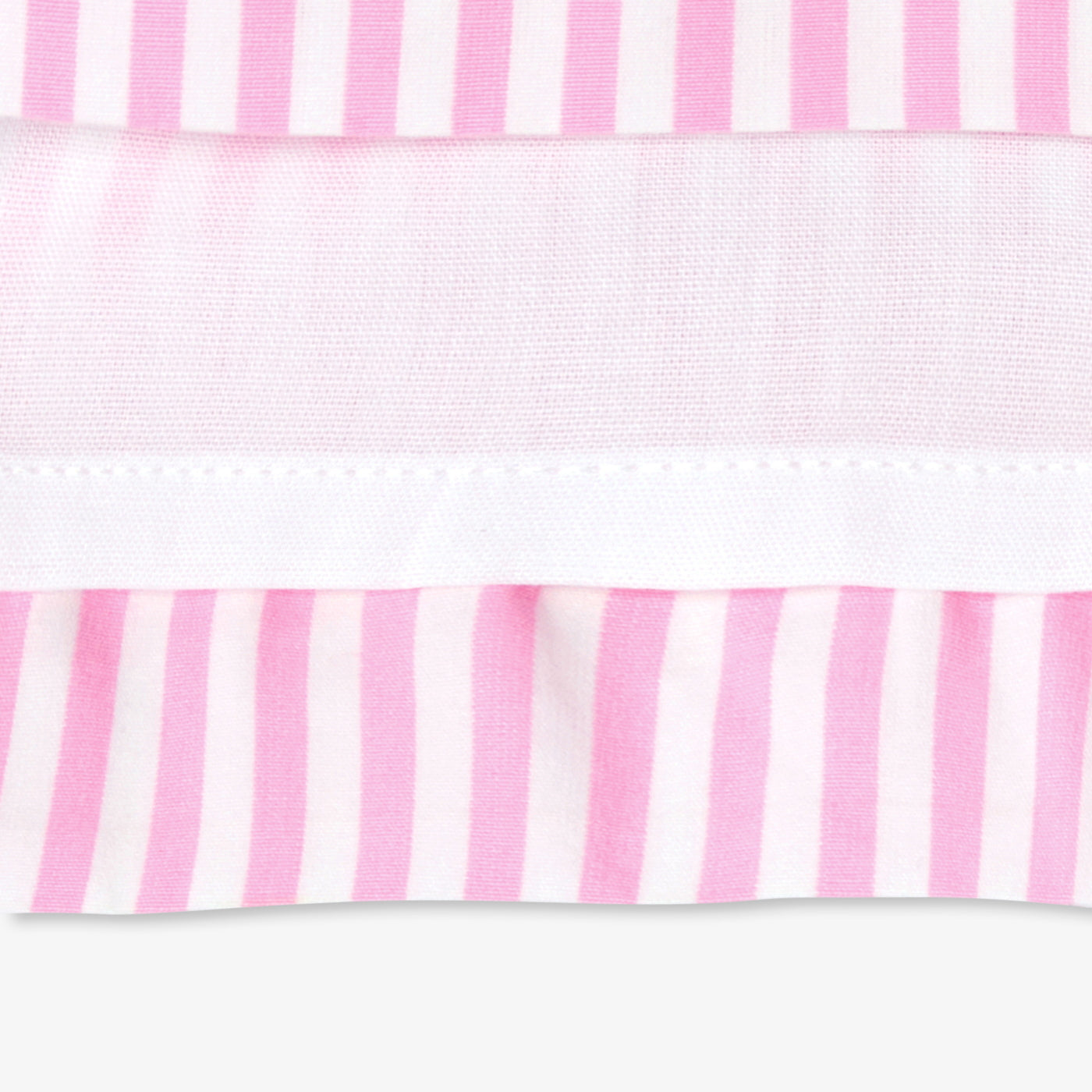 Baby girl short-sleeved striped poplin dress - rose/blanc