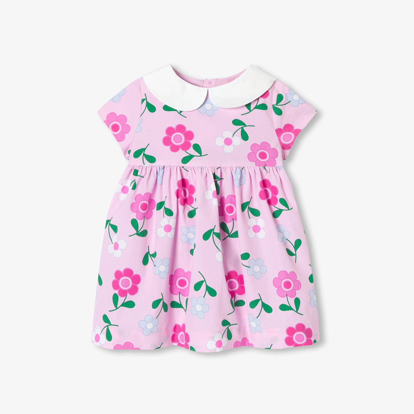 Baby girl floral popeline dress - rose/multico