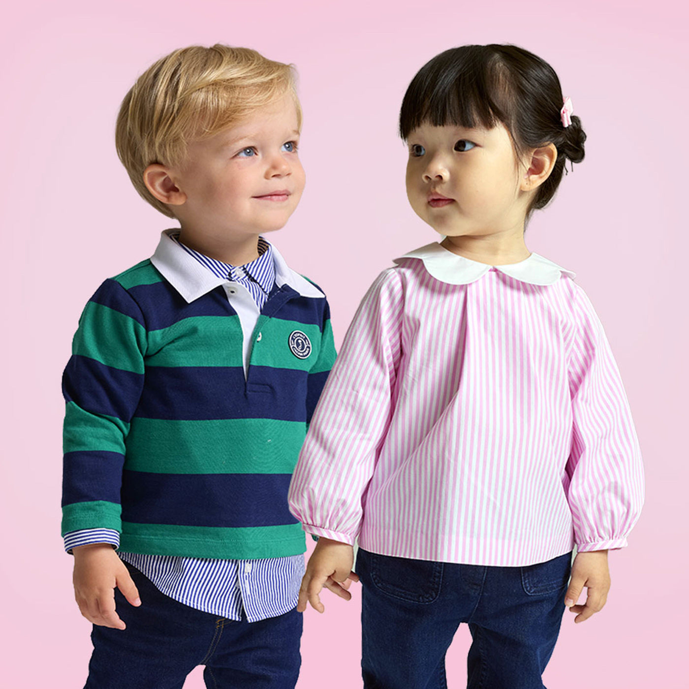 Baby girl striped poplin blouse - blanc/rose