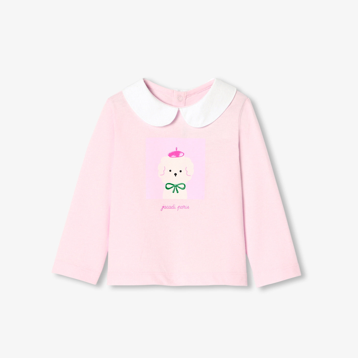 Baby girl long-sleeved tee - rose poudre jacadi