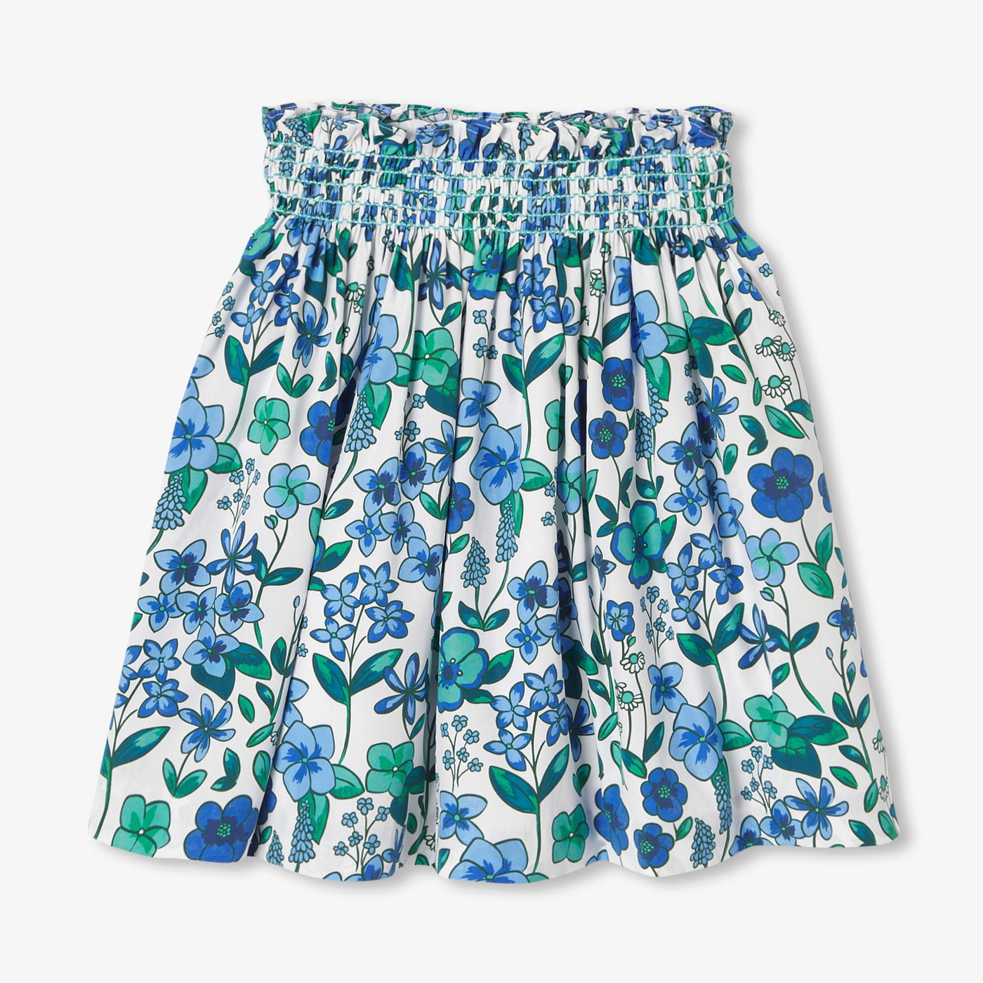 Girl floral print cotton poplin skirt - blanc/multico
