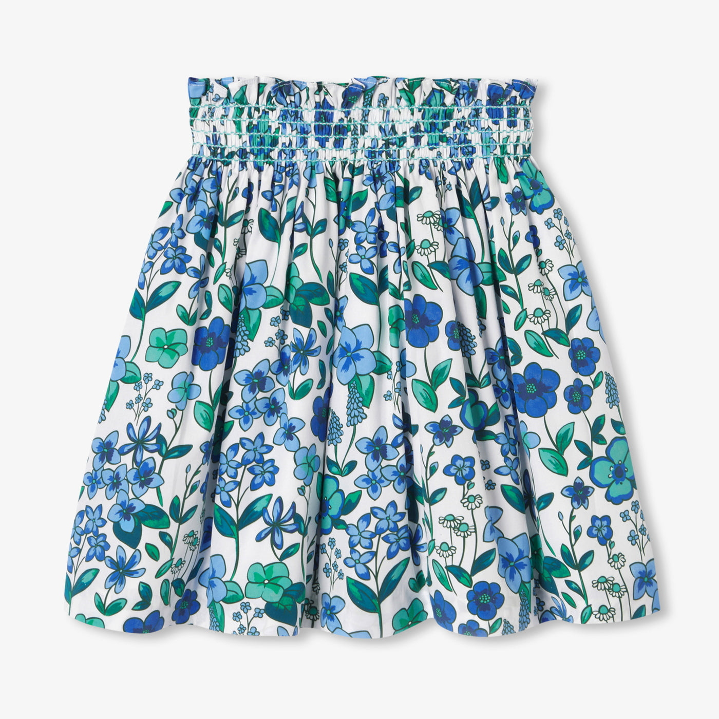 Girl floral print cotton poplin skirt - blanc/multico