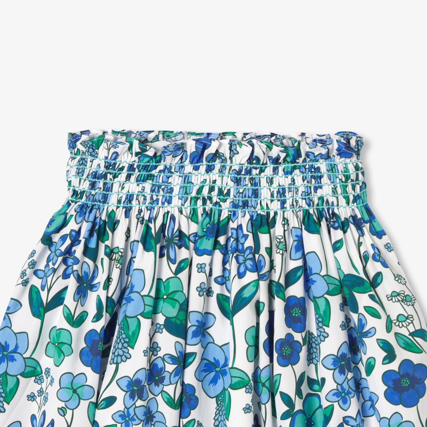 Girl floral print cotton poplin skirt - blanc/multico