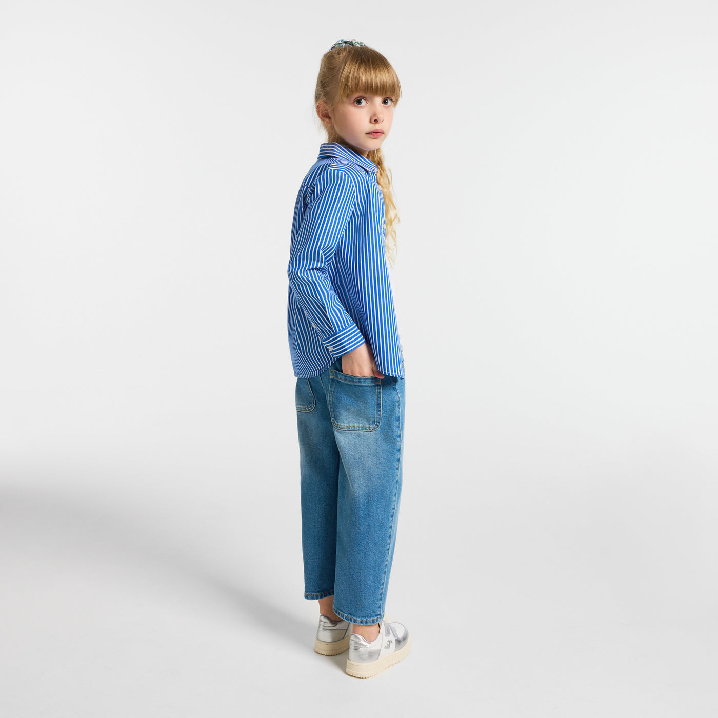 Girl barrel jeans - denim clair