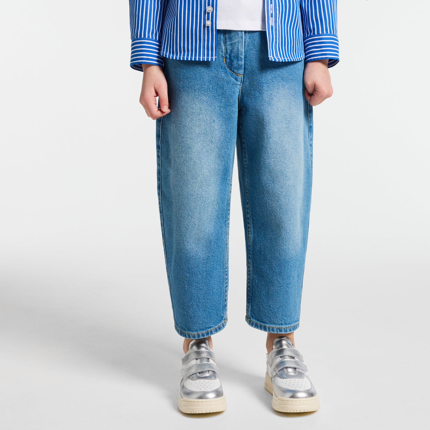 Girl barrel jeans - denim clair