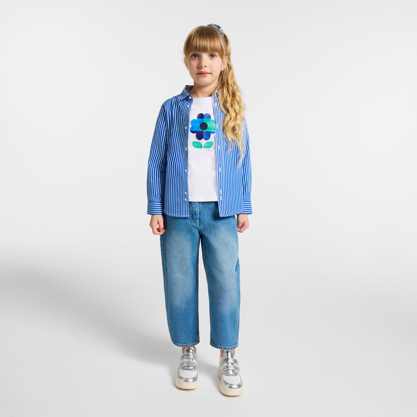 Girl barrel jeans - denim clair