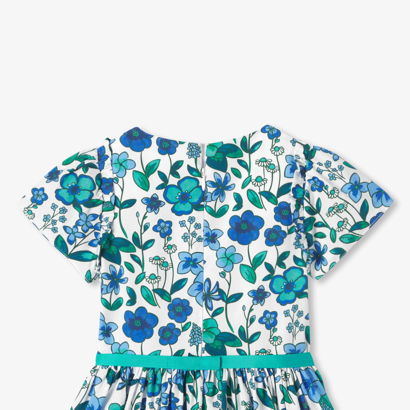 Girl floral print poplin dress - blanc/multico
