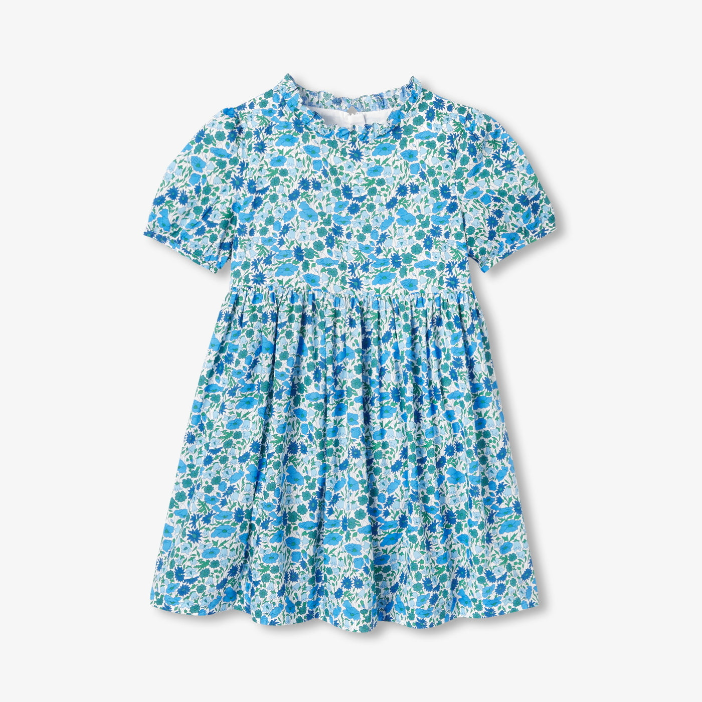 Girl puff sleeve dress in Liberty fabric - blanc/multico