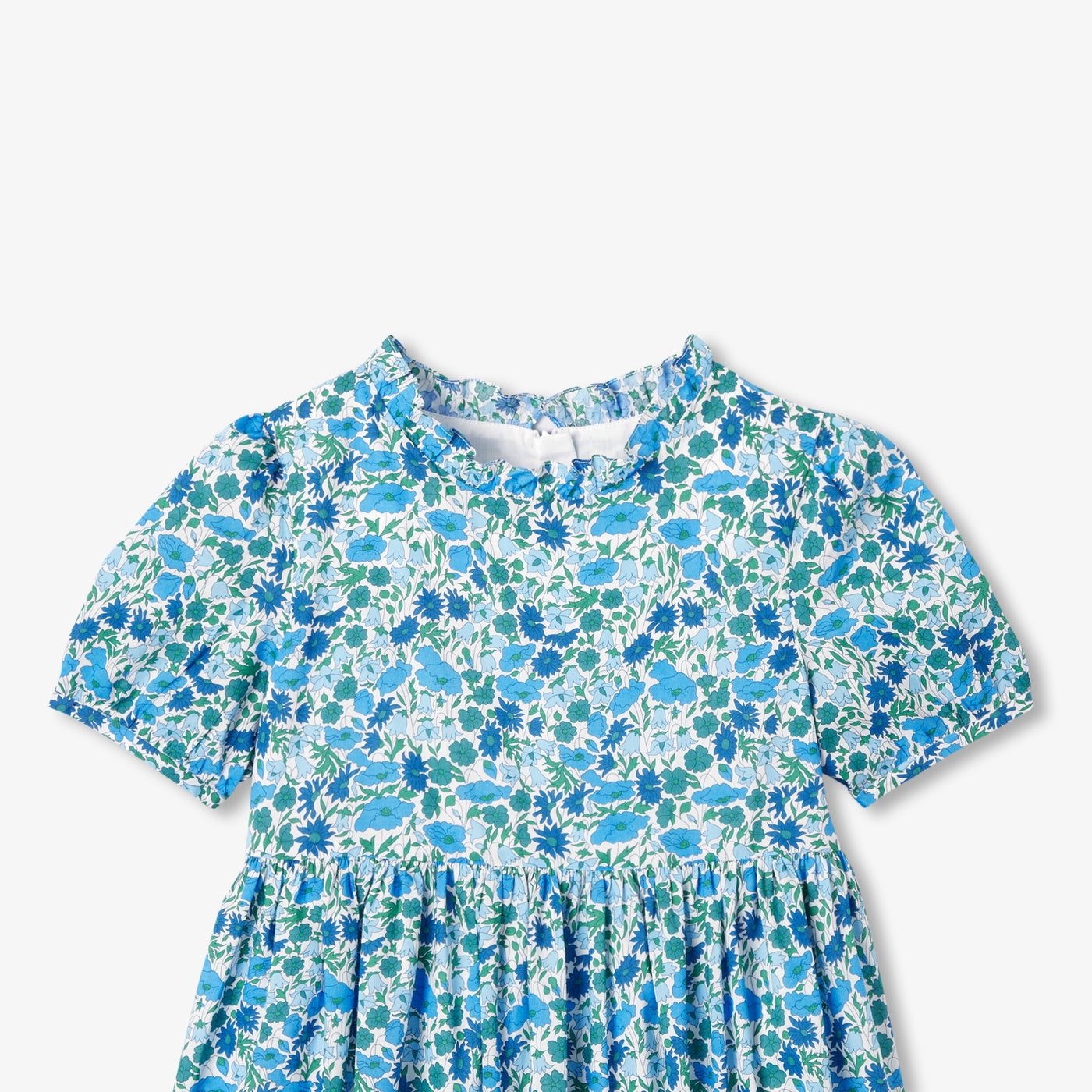Girl puff sleeve dress in Liberty fabric - blanc/multico