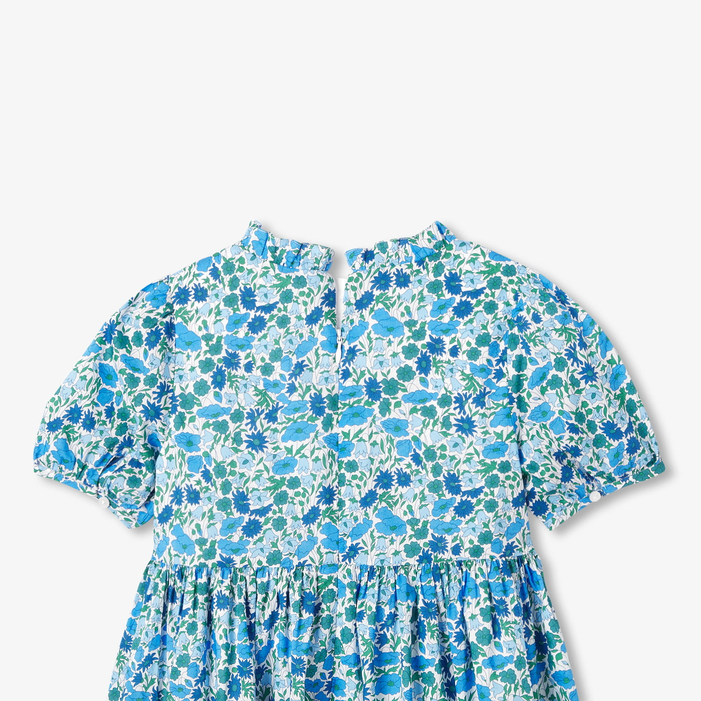 Girl puff sleeve dress in Liberty fabric - blanc/multico