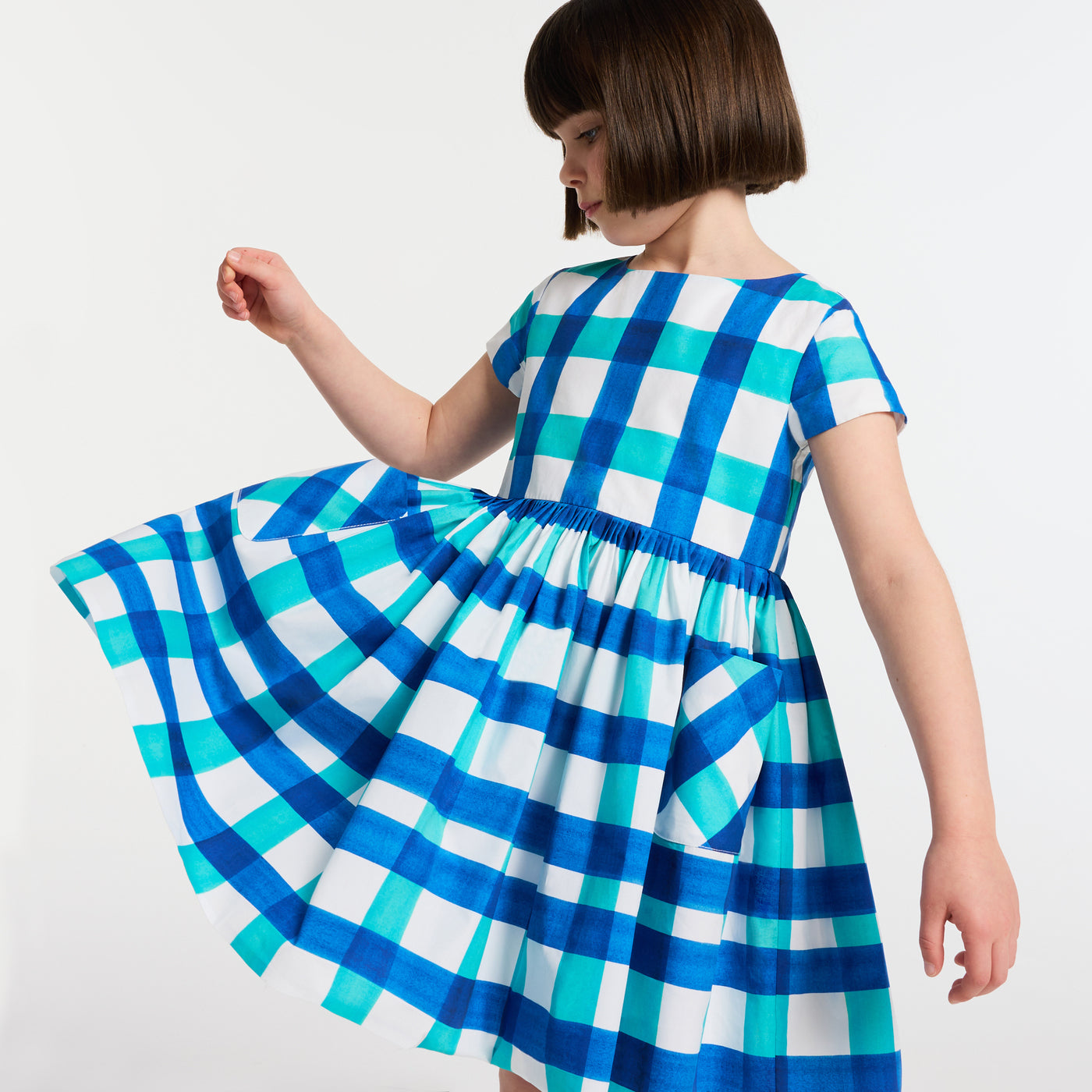 Girl short sleeve dress - blanc/multico