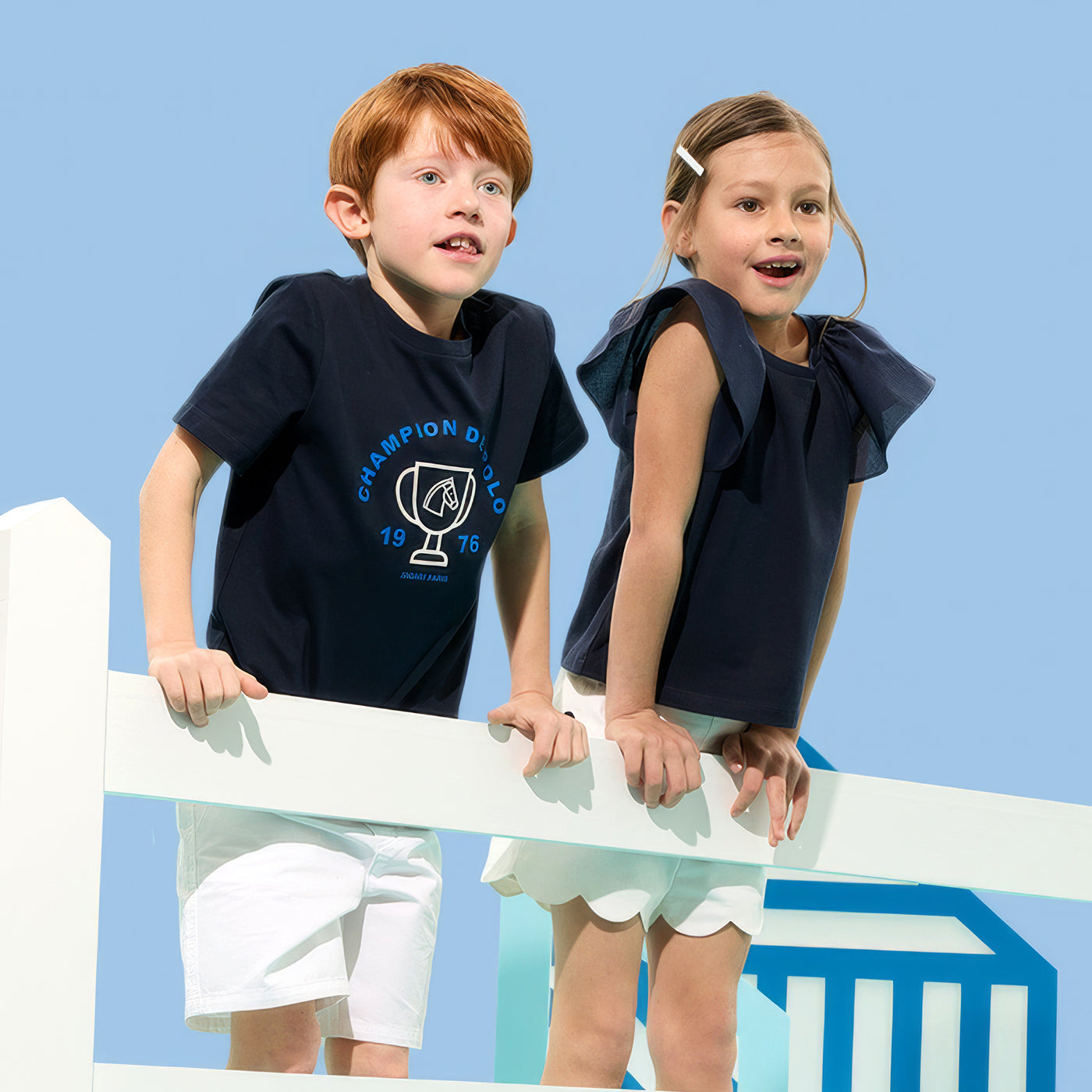 Girl ruffled sleeve T-shirt - marine jacadi