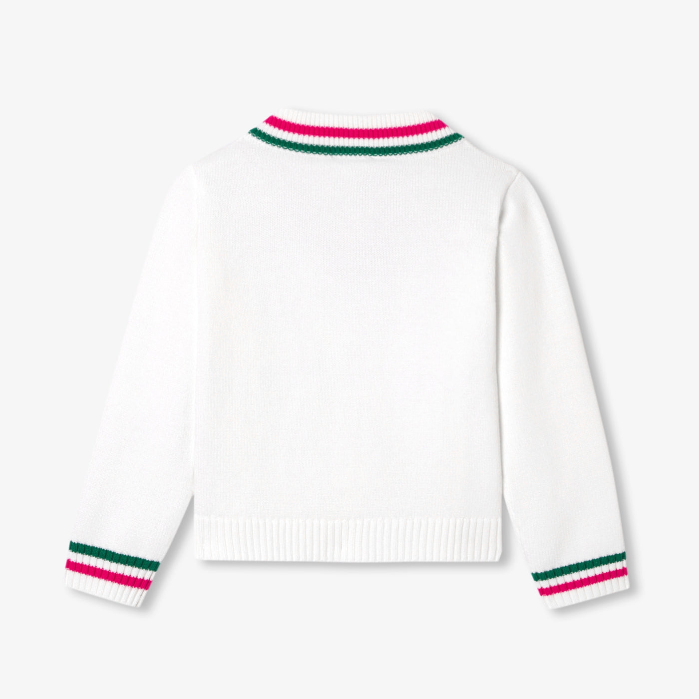 Girl cable-knit V-neck jumper - blanc doux/multico
