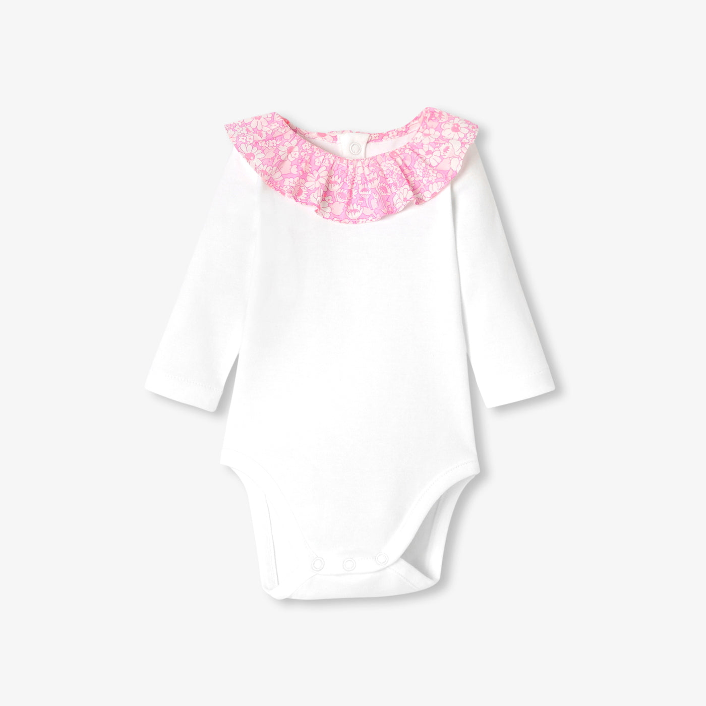 Baby girl long-sleeved bodysuit - blanc/rose
