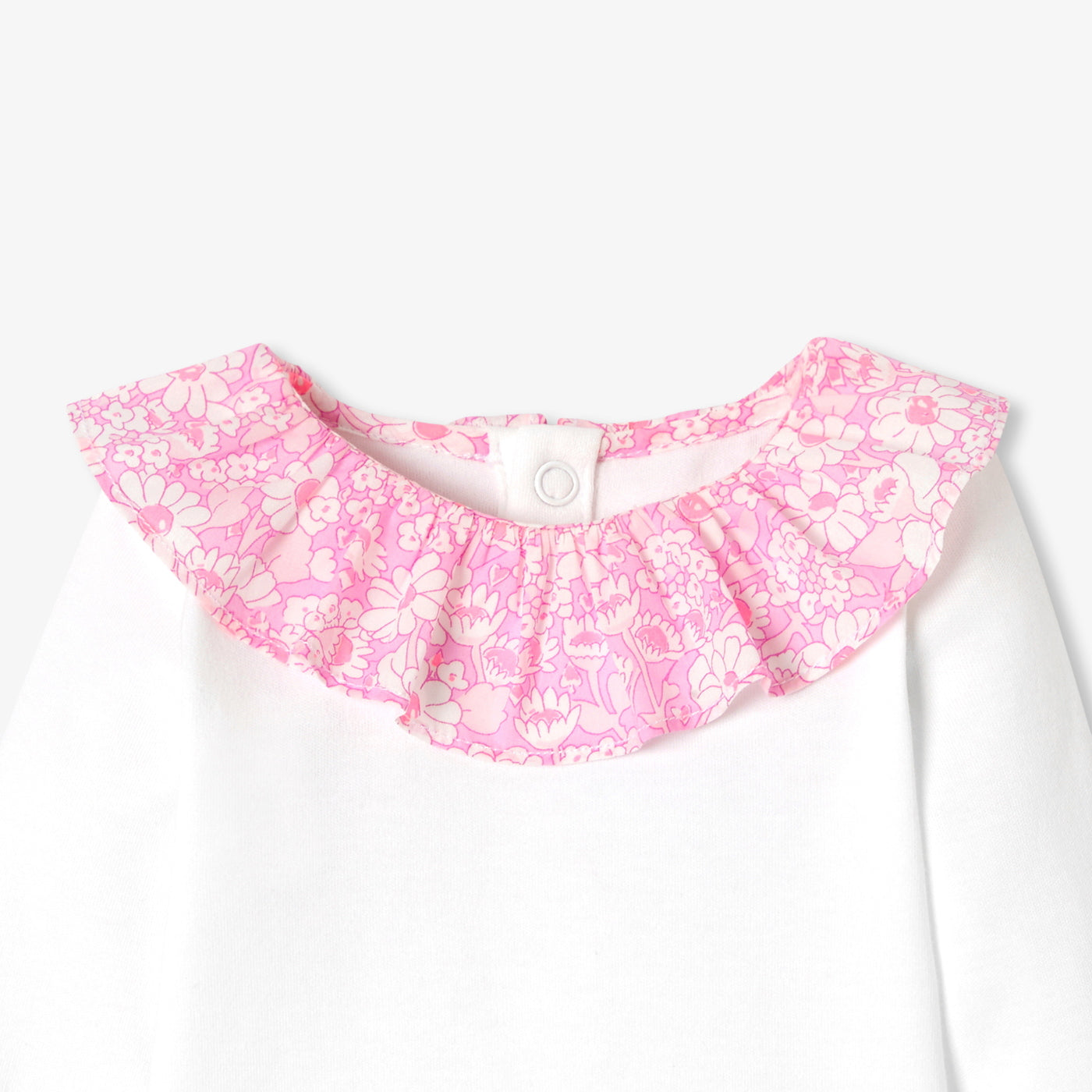 Baby girl long-sleeved bodysuit - blanc/rose