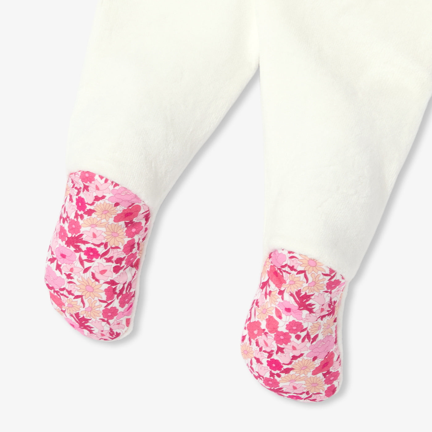 Baby girl velvet pyjamas with Liberty fabric ruffle collar - blanc doux jacadi