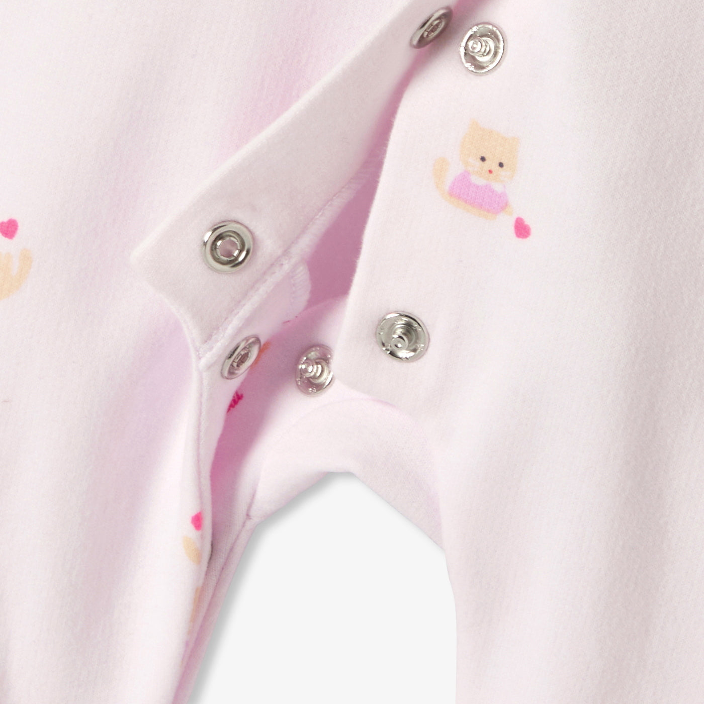 Baby girl fleece pyjamas with cat and heart motifs - rose/multico